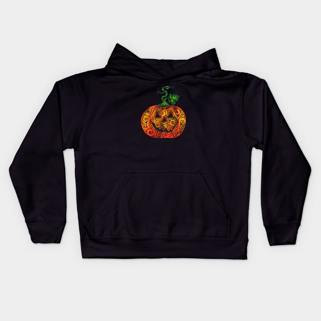 Swirly Pumpkin Kids Hoodie by VectorInk